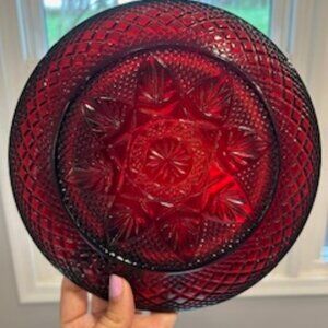 Set of 4 Antique Ruby Red Salad Plates 7" France by CRISTAL D'ARQUES DURAND